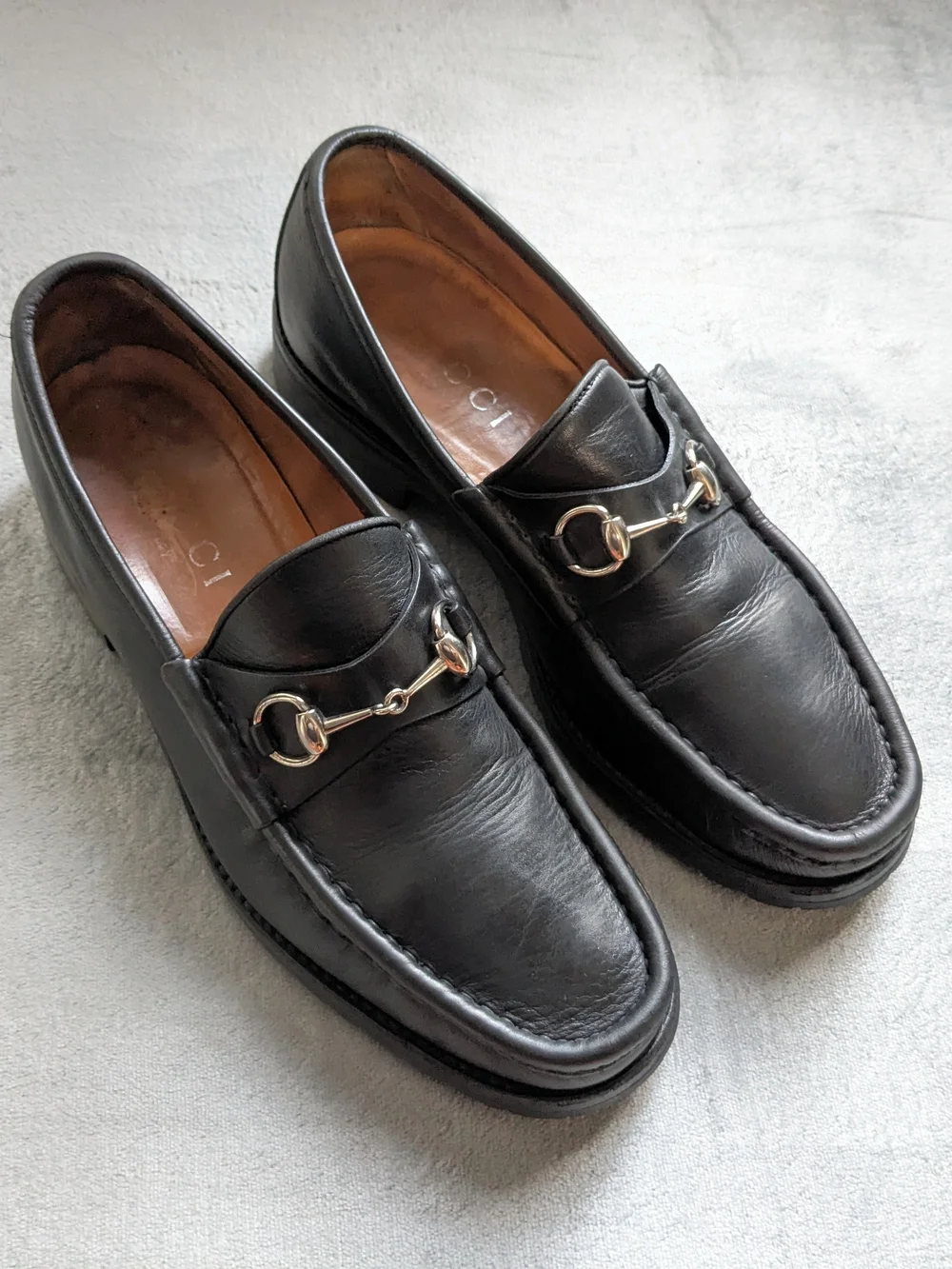 Black Leather Men's Horsebit Loafers US 11.5